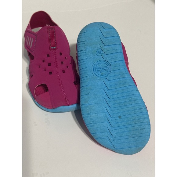 Wonder Nation Water Sandals Kids Pink Blue Adjustable Strap Size 7/8‎ - Picture 3 of 4